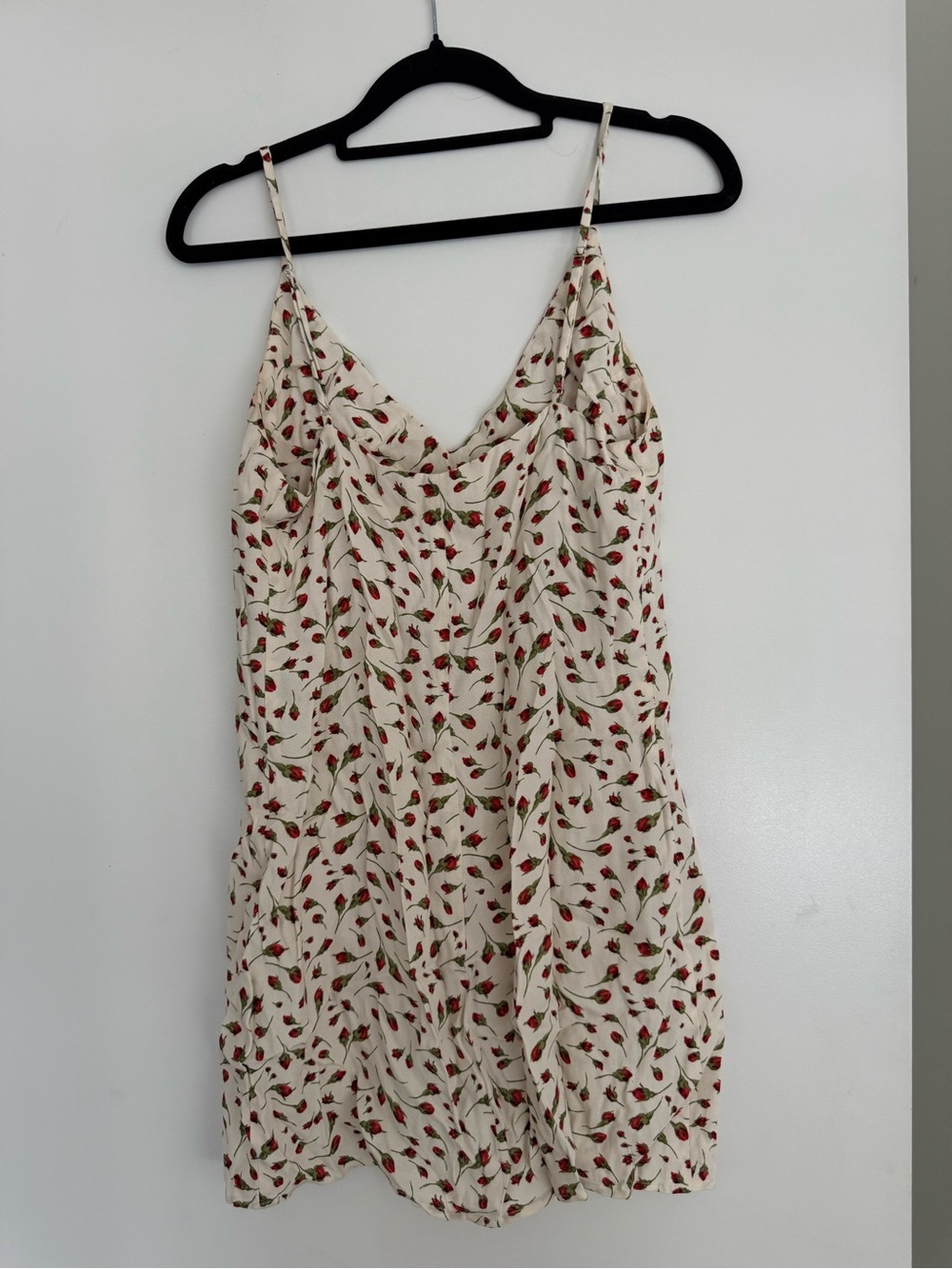 Reformation Cream Slip Dress with Red Floral Print - Picture 2 of 3